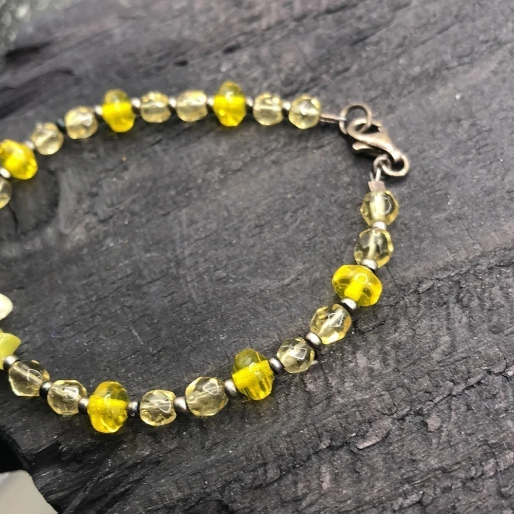 Vintage artisan millefiore star sterling clasp bracelet, small wrist.